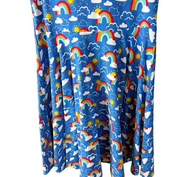 Frugi Girls Organic Cotton Spring Skater Dress Rainbow Skies 9-10 Years NWOT - Picture 3 of 5